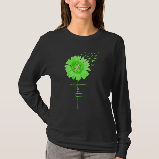 Camiseta Faith Sunflower Green Ribbon Mental Health Awarene (Frente)