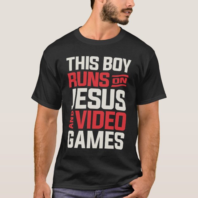 Camiseta Faith This Boy governa em Jesus e Videos games (Frente)