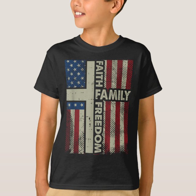 Camiseta Faith Us Flag Christian Religious God Jesus Men Wo (Frente)