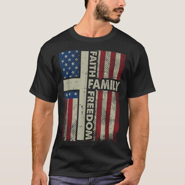 Camiseta Faith Us Flag Christian Religious God Jesus Men Wo (Frente)