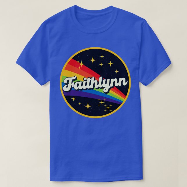 Camiseta Faithlynn Rainbow No Space Vintage Style (Frente do Design)