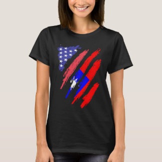 Camiseta Faixa de Bandeiras do Coração Patriota Americano d