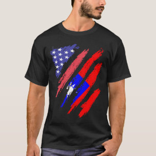 Camiseta Faixa de Bandeiras do Coração Patriota Americano d