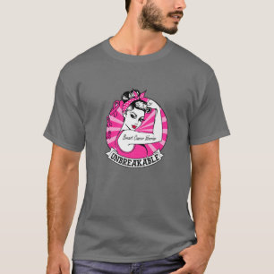 Camiseta Faixa de Fita Rosa Inquebrável do Guerreiro do Ca