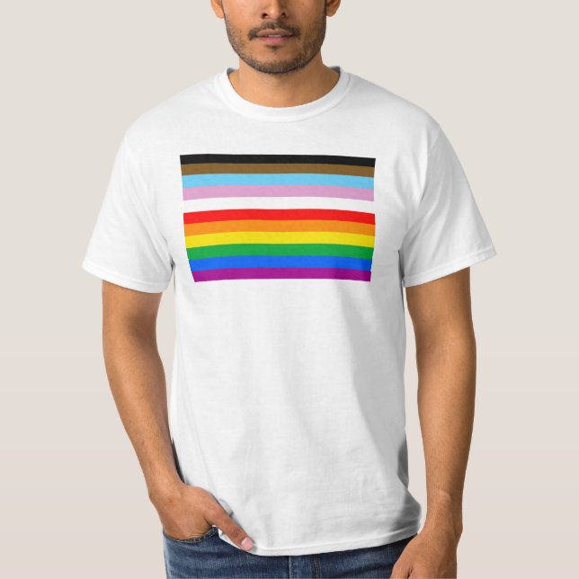 Camiseta Faixa de Sinalizador de Progresso LGBTQ+ (Frente)