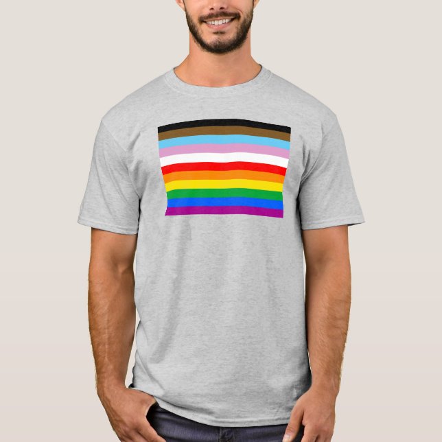 Camiseta Faixa de Sinalizador de Progresso LGBTQ+ (Frente)