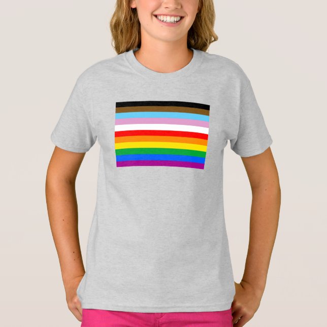 Camiseta Faixa de Sinalizador de Progresso LGBTQ+ (Frente)