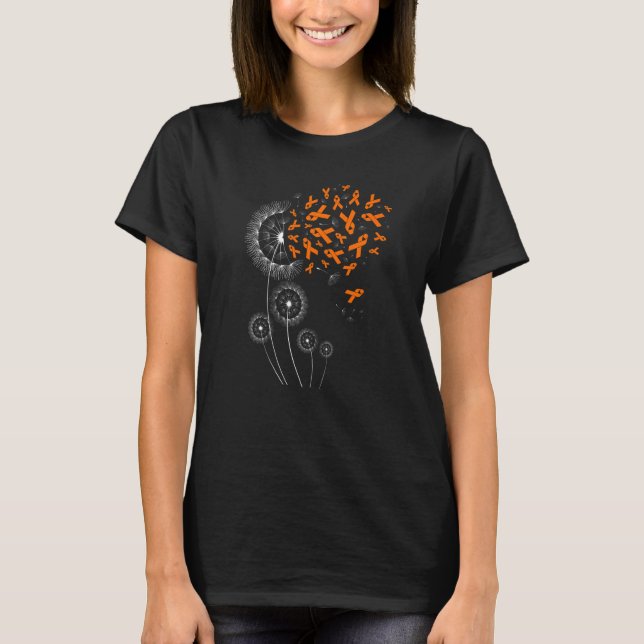 Camiseta Faixa Laranja e Leucemia Dandelion Mês de Consciên (Frente)