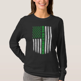 Camiseta Faixa Verde da Bandeira Americana Conscientização