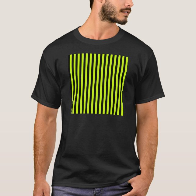 Camiseta Faixas Finas - Pretas e Amarelas Fluorescentes (Frente)