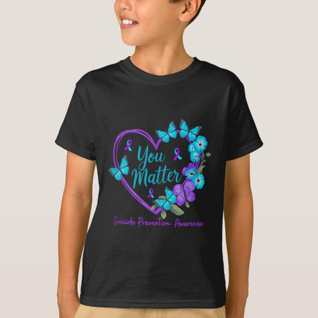 Camiseta Faixas Roxas Teal de Conscientização da Prevenção  (Frente)