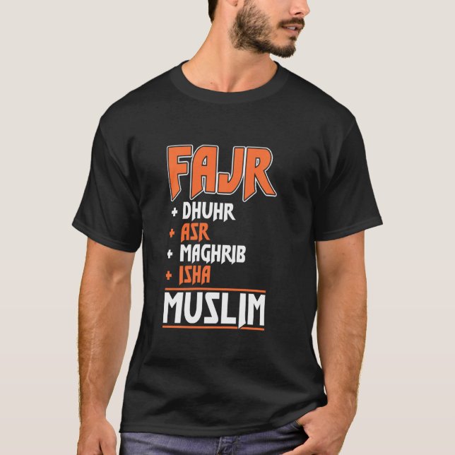 Camiseta Fajr Dhuhr Asr Maghrib Isha Muçulmano Reze Isl (Frente)