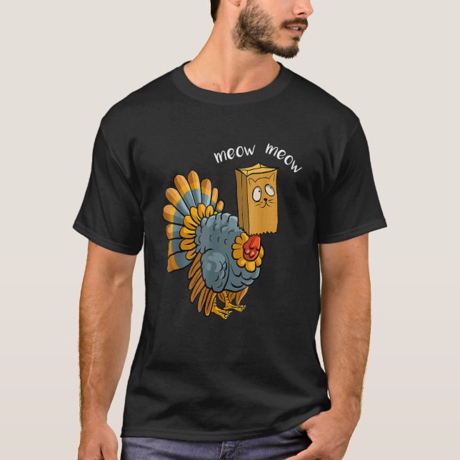 Camiseta Fake Cat Thankgiving Kitty Turkey Meow Thanksgivin (Frente)