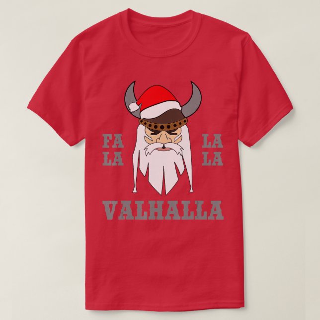 Camiseta Fala Lala Valhalla Papais noeis de Natal Viking No (Frente do Design)