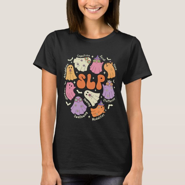Camiseta Fala-se em linguagem patologista Hallowe (Frente)