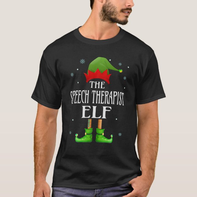 Camiseta Fala Terapista Elf Xmas Família Engraçada Correspo (Frente)