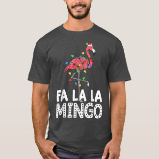 Camiseta FaLaLa Mingo Xmas Festa Flamingo Papais noeis Ligh