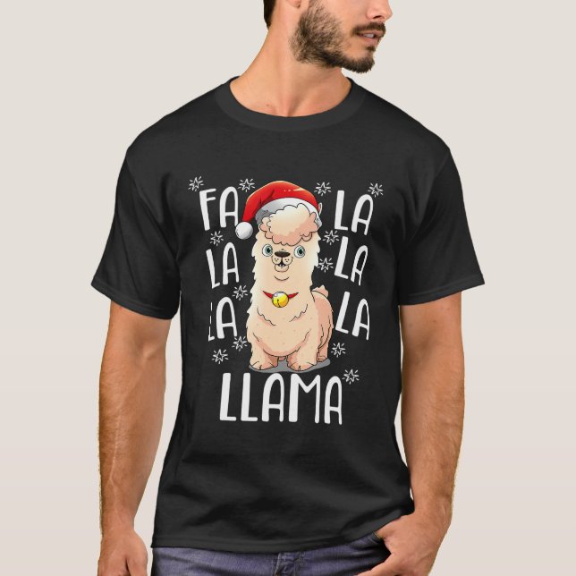 Camiseta Falalala Lama Christmas Carol Women Kids (Frente)