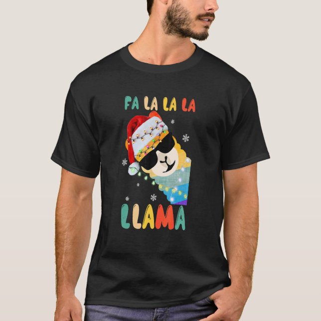 Camiseta Falalala Llama Natal Alpaca Llama Rainbow (Frente)