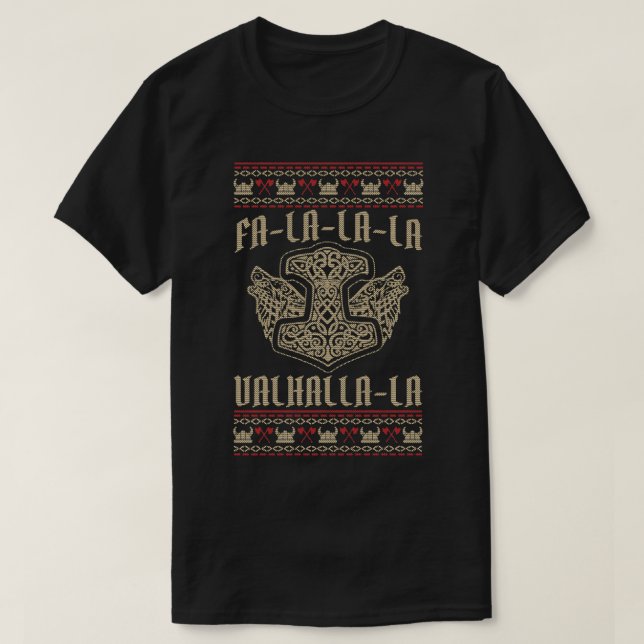 Camiseta FaLaLaLa Valhalla Ugly Christmas Funny Viking Hamm (Frente do Design)