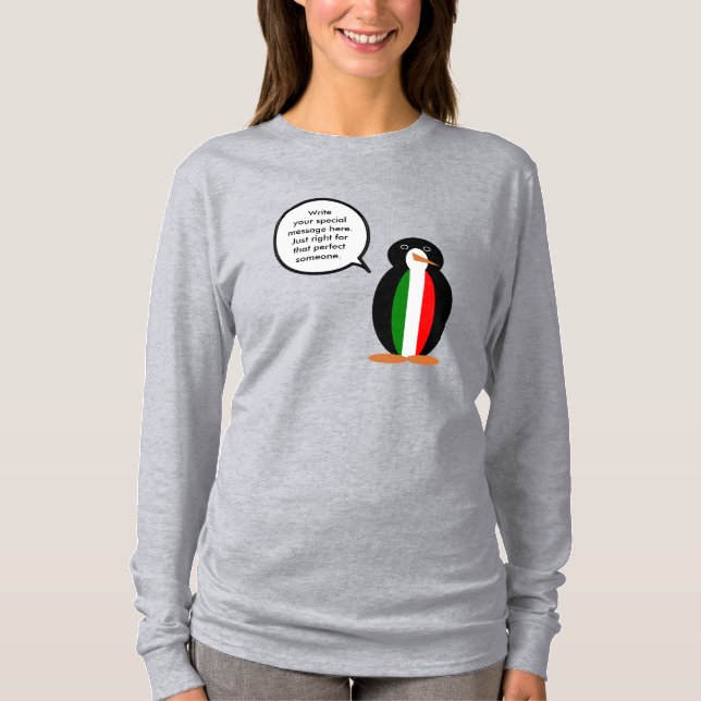 Camiseta Falando Italiano Sra. Penguin Personalizada (Frente)