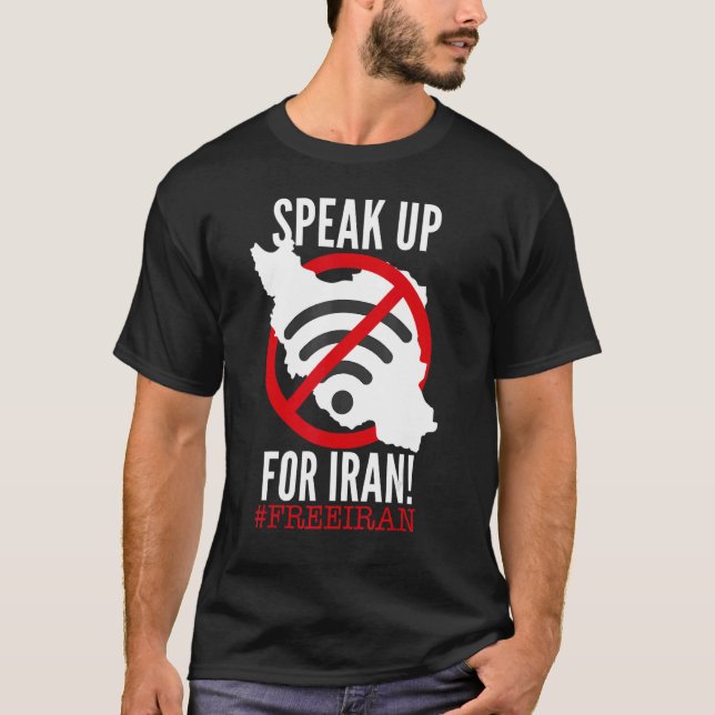 Camiseta FALAR PELO IRÃ sem símbolo wifi no Iran map (Frente)