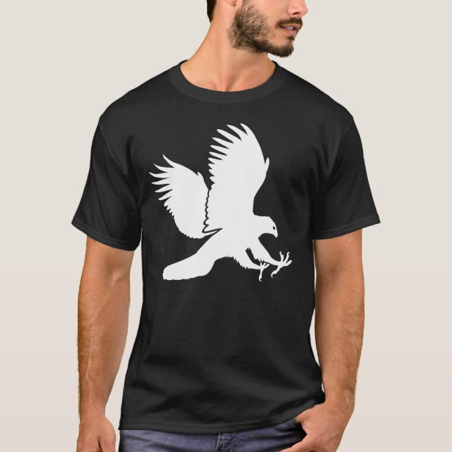 Camiseta Falcão branco que Swooping para baixo para um (Frente)
