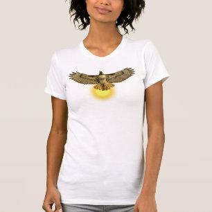 Camiseta Falcão-de-cauda-vermelha Voando com o Sol