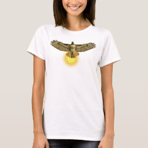 Camiseta Falcão-de-cauda-vermelha Voando com o Sol