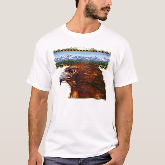 Camiseta falcão do redtail e montanhas nevado (Frente)