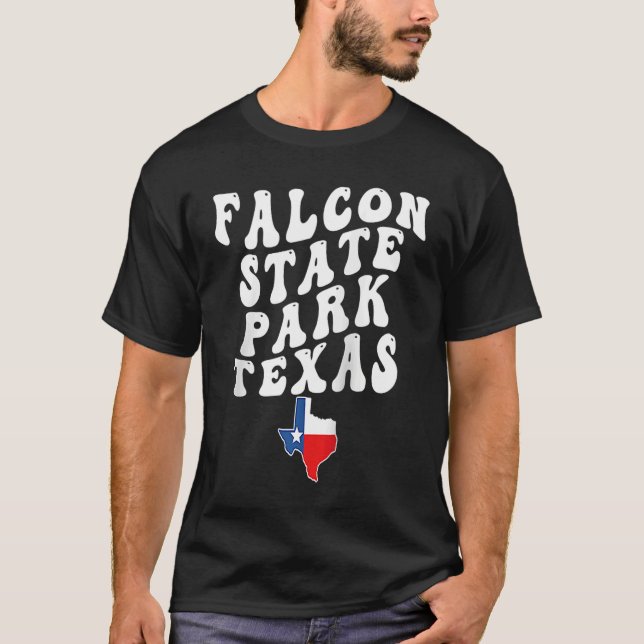 Camiseta Falcon State Park Texas TX Retro Wavy Vacation Sou (Frente)