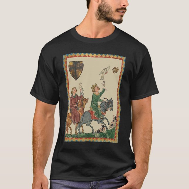 Camiseta Falconry, 14th Century Codex Manesse (Frente)