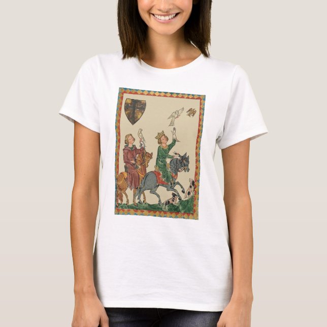 Camiseta Falconry, 14th Century Codex Manesse (Frente)