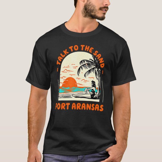 Camiseta Fale Com O Sand Port ArKansas Beach Texas Ocean Su (Frente)
