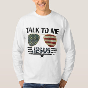 Camiseta Fale comigo Jesus US Flag Christian