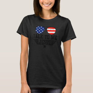 Camiseta Fale Comigo Óculos De Jesus Usa Bandeira Christian