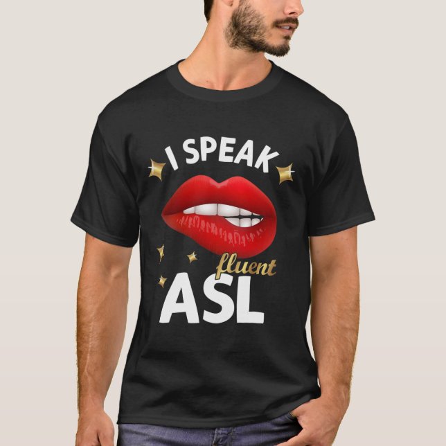 Camiseta Fale Fluent Asl - Idioma de Sinais Deficiente Cons (Frente)