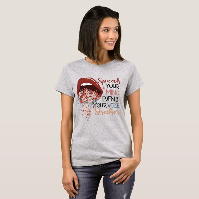 Camiseta Fale o que Você Pensa Lábios Florais (Frente Completa)