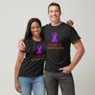 Camiseta Fale Sobre Violência Doméstica. Fita Roxa