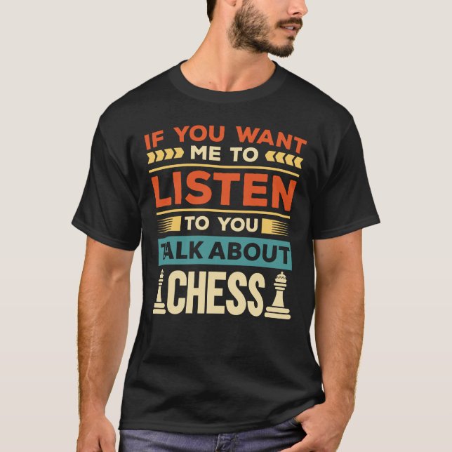 Camiseta Fale sobre xadrez (Frente)