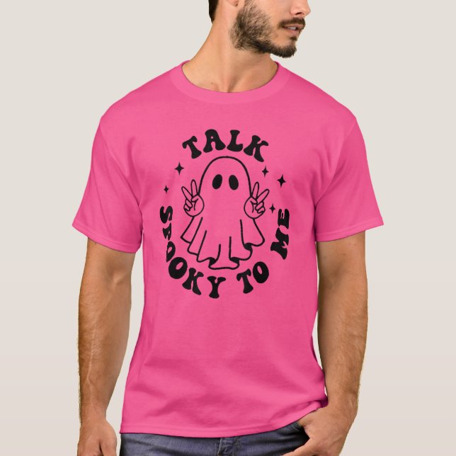 Camiseta Fale "Spooky" Comigo Vibes "Spooky" Ghost Groovy H (Frente)