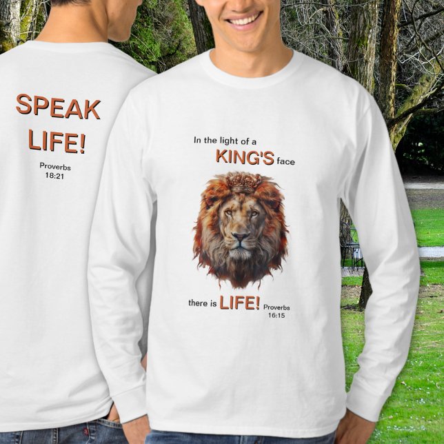 Camiseta Fale Vida Rei Leão Fé Manga Longa (Criador carregado)