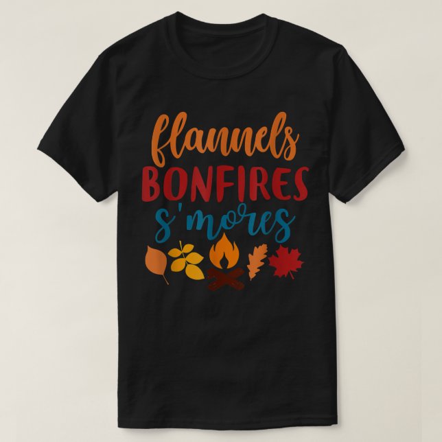 Camiseta Fall Apparel, Flannels Bonfires Smores, Autumn  (Frente do Design)
