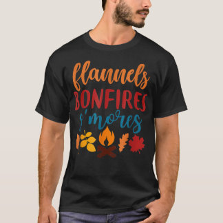 Camiseta Fall Apparel, Flannels Bonfires Smores, Autumn 