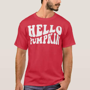 Camiseta Fall Autumn Hello Pumpkin Retro WavyAção de Graças