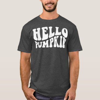 Camiseta Fall Autumn Hello Pumpkin Retro WavyAção de Graças