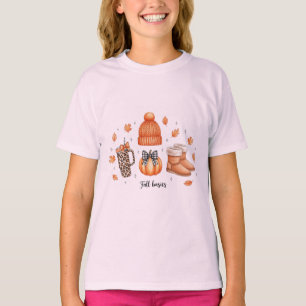 Camiseta Fall Basal Cozy Autumn Aestic Pumpkin Leopardo
