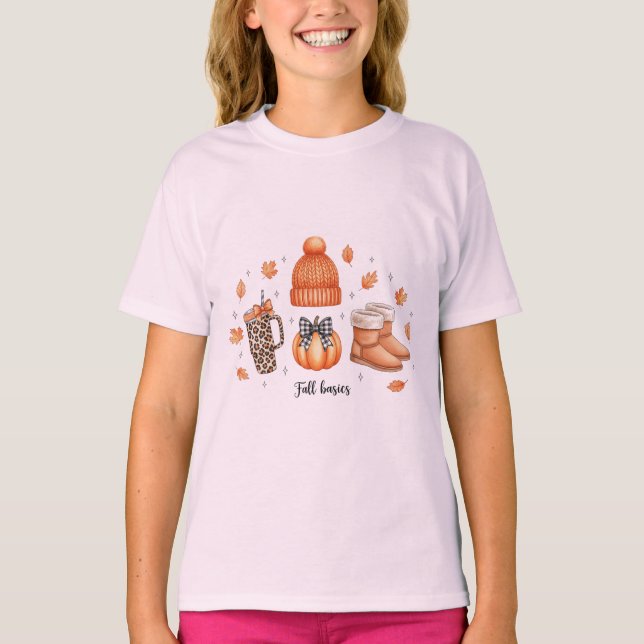 Camiseta Fall Basal Cozy Autumn Aestic Pumpkin Leopardo (Frente)