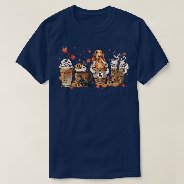 Camiseta Fall Coffee Dachshund Dog Halloween Costume Fall  (Frente do Design)