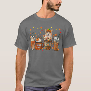 Camiseta Fall Coffee Pumpkin Spice Latte Iced Autumn Corgi-